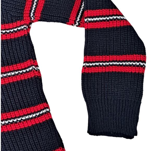 NWT Cotton Emporium Girls Navy Red Stripe Knit Sweater Medium - Picture 3 of 6